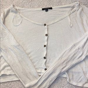 White Long Sleeve Sweater Crop Top